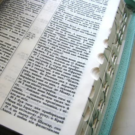 Біблія 101-56-52, бірюзова з квітами, на блискавці (055ZTI)  — мініатюра 4