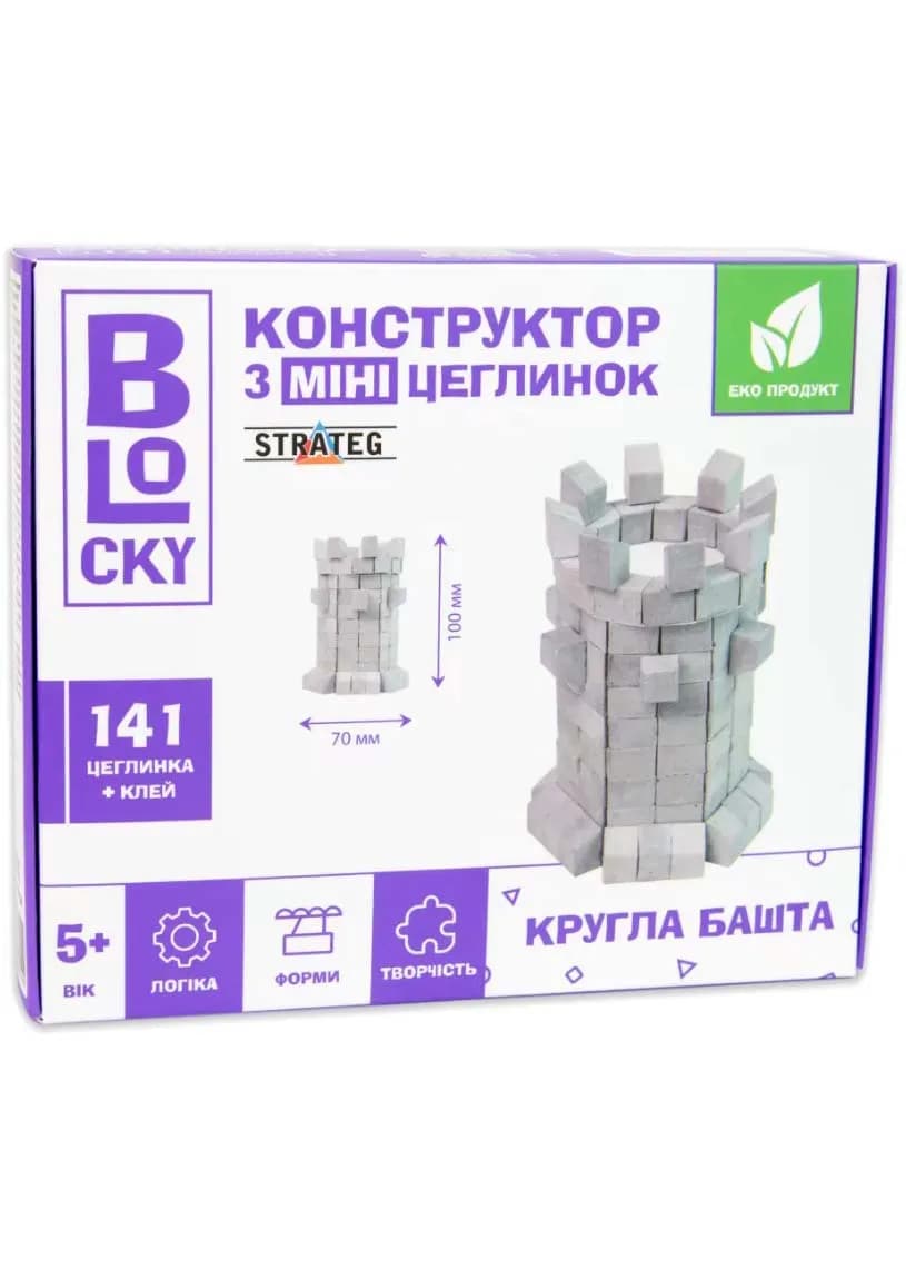 Будівельний набір для творчрсті з міні-цеглинок Strateg BLOCKY Кругла башта (31024)